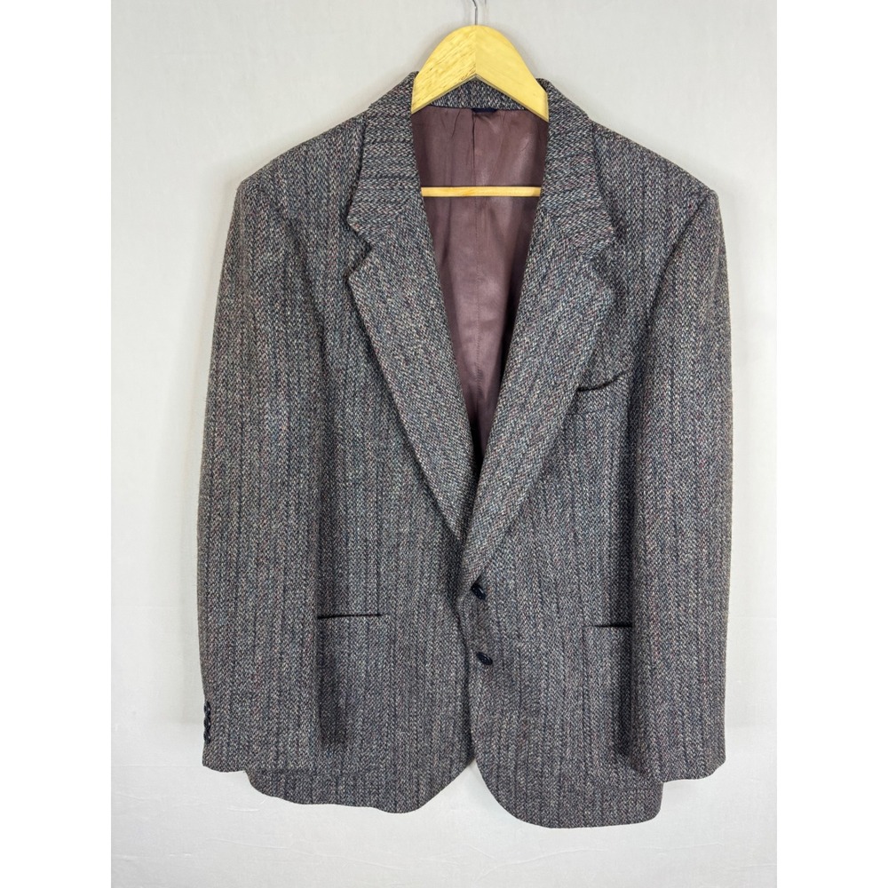 Harris Tweed Mens Grey Herringbone Virgin Wool Blazer Jacket The Bay 44-46